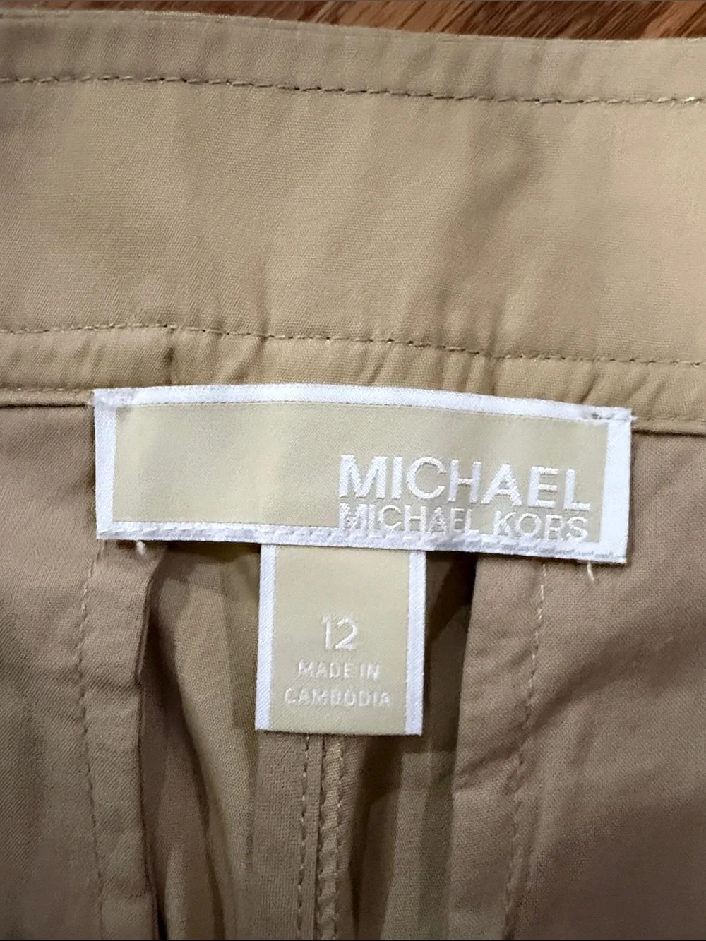 Michael Kors Tan Pleated Cotton Shorts